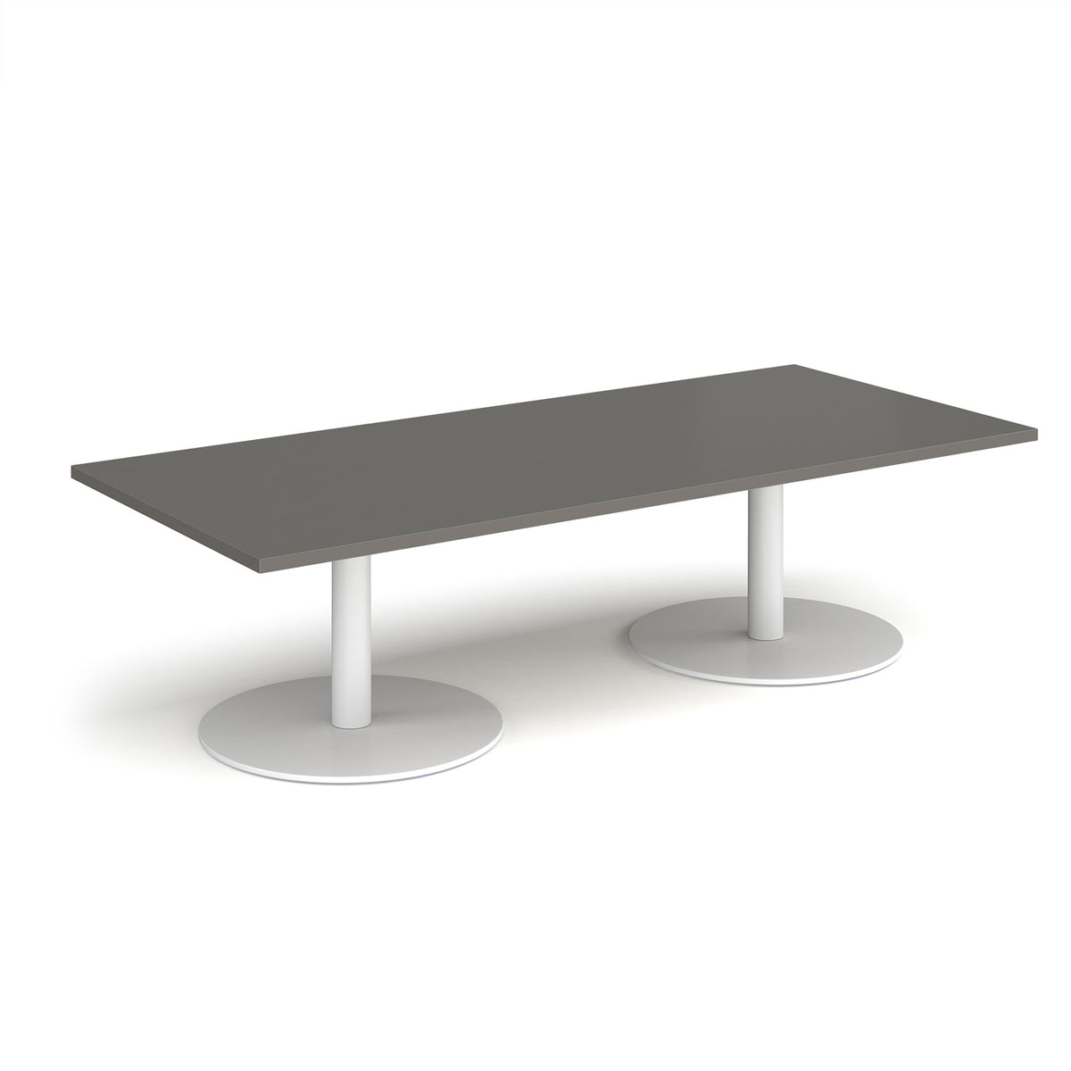 Monza rectangular coffee table with flat round white bases 1800mm x 800mm - Onyx Grey - view 1