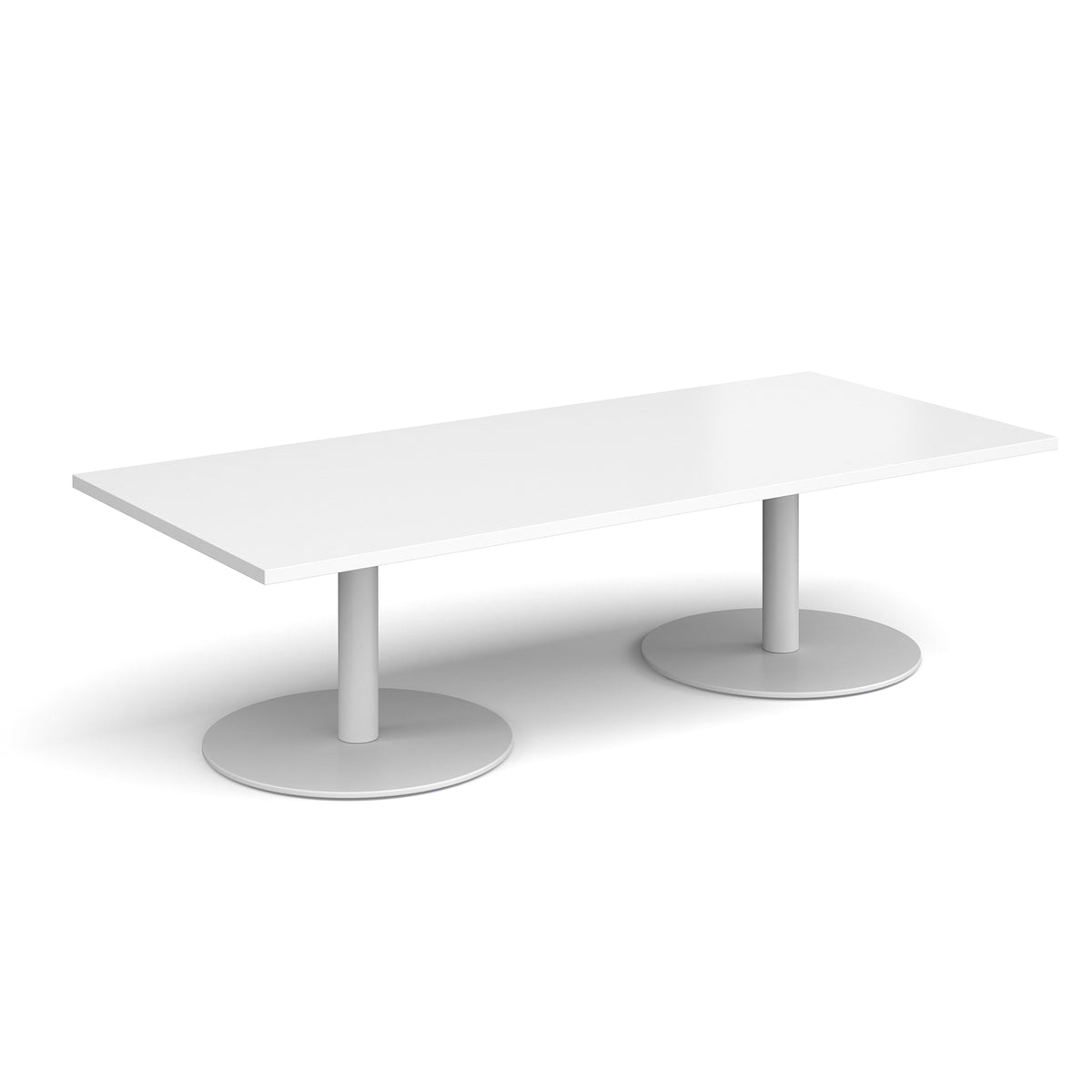 Monza rectangular coffee table with flat round white bases 1800mm x 800mm - white - view 1