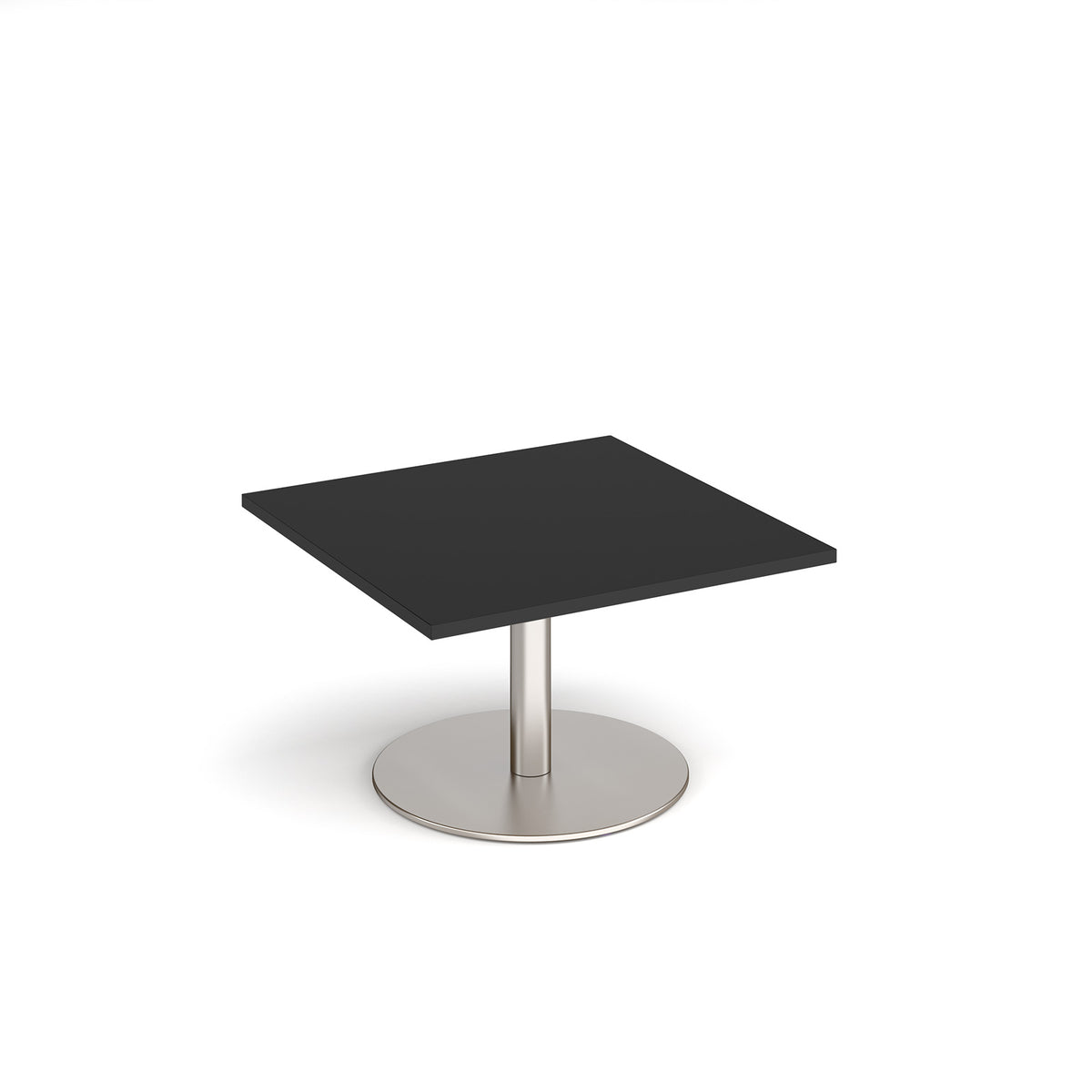 Monza square coffee table with flat round brushed steel base 800mm - Black - view 1
