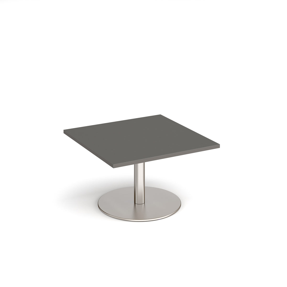 Monza square coffee table with flat round brushed steel base 800mm - Onyx Grey - view 1