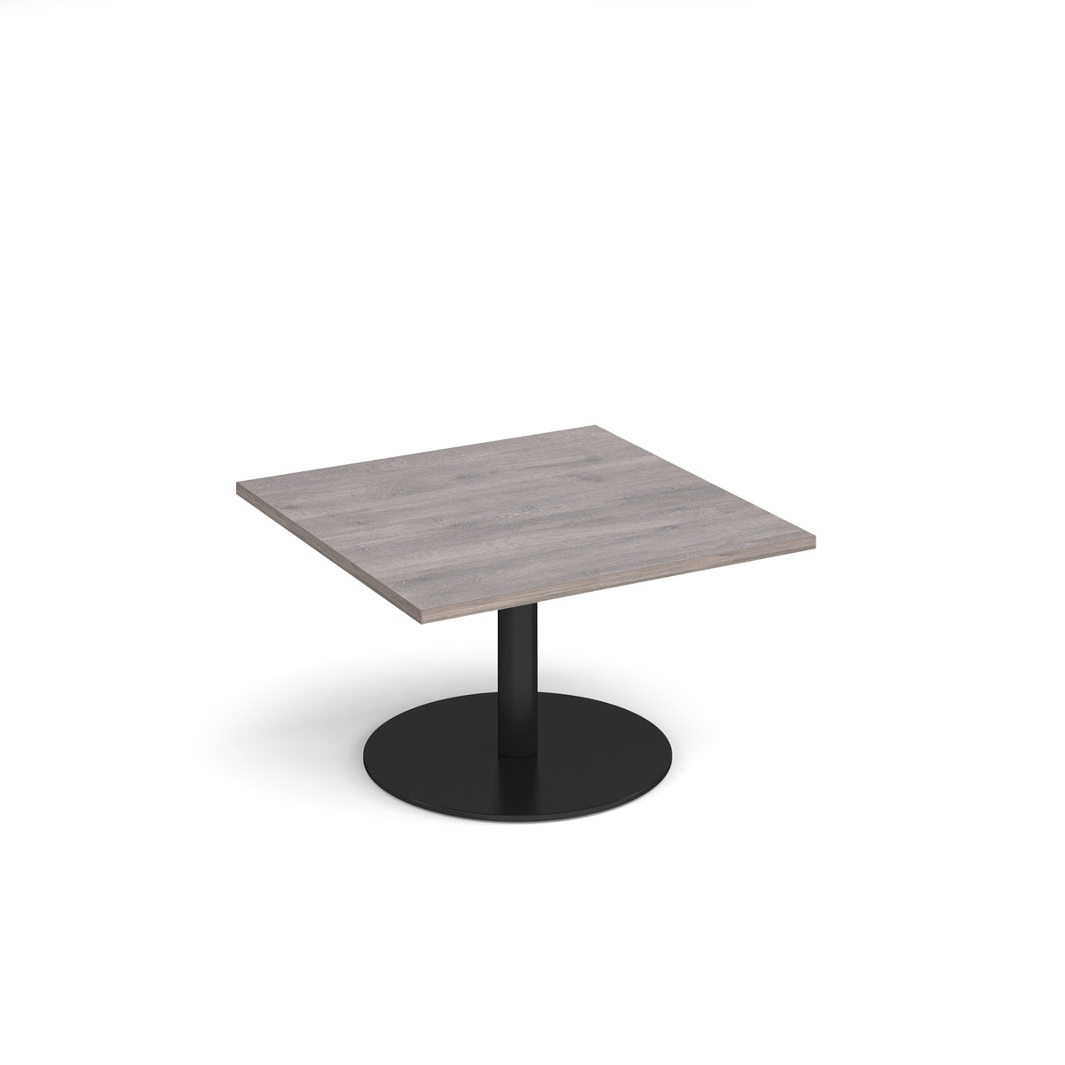 Monza square coffee table with flat round black base 800mm - Grey Oak - view 1