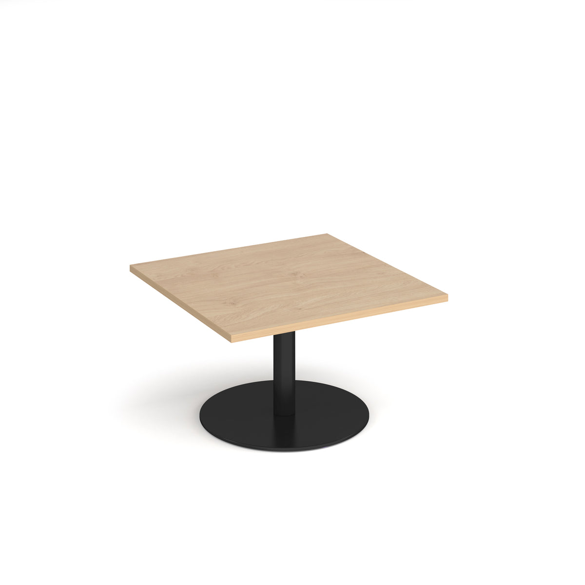 Monza square coffee table with flat round black base 800mm - Kendal oak - view 1