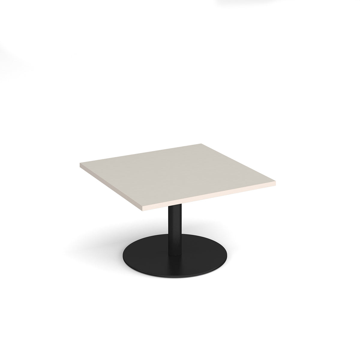 Monza square coffee table with flat round black base 800mm -  Light Grey - view 1