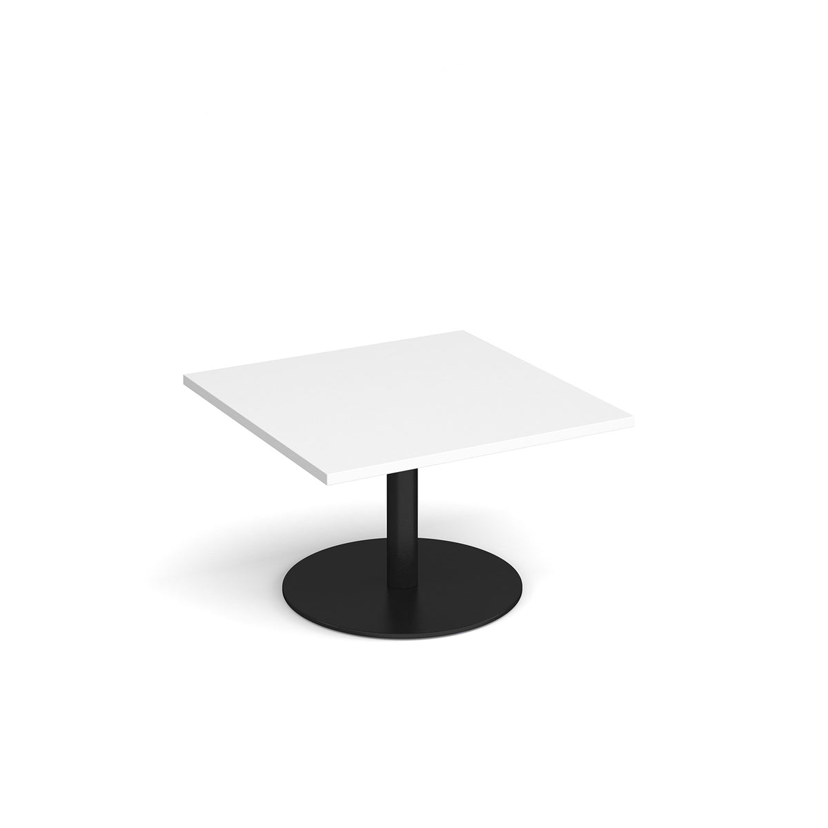 Monza square coffee table with flat round black base 800mm - white - view 1