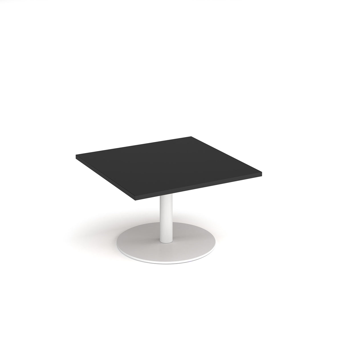 Monza square coffee table with flat round white base 800mm - Black - view 1