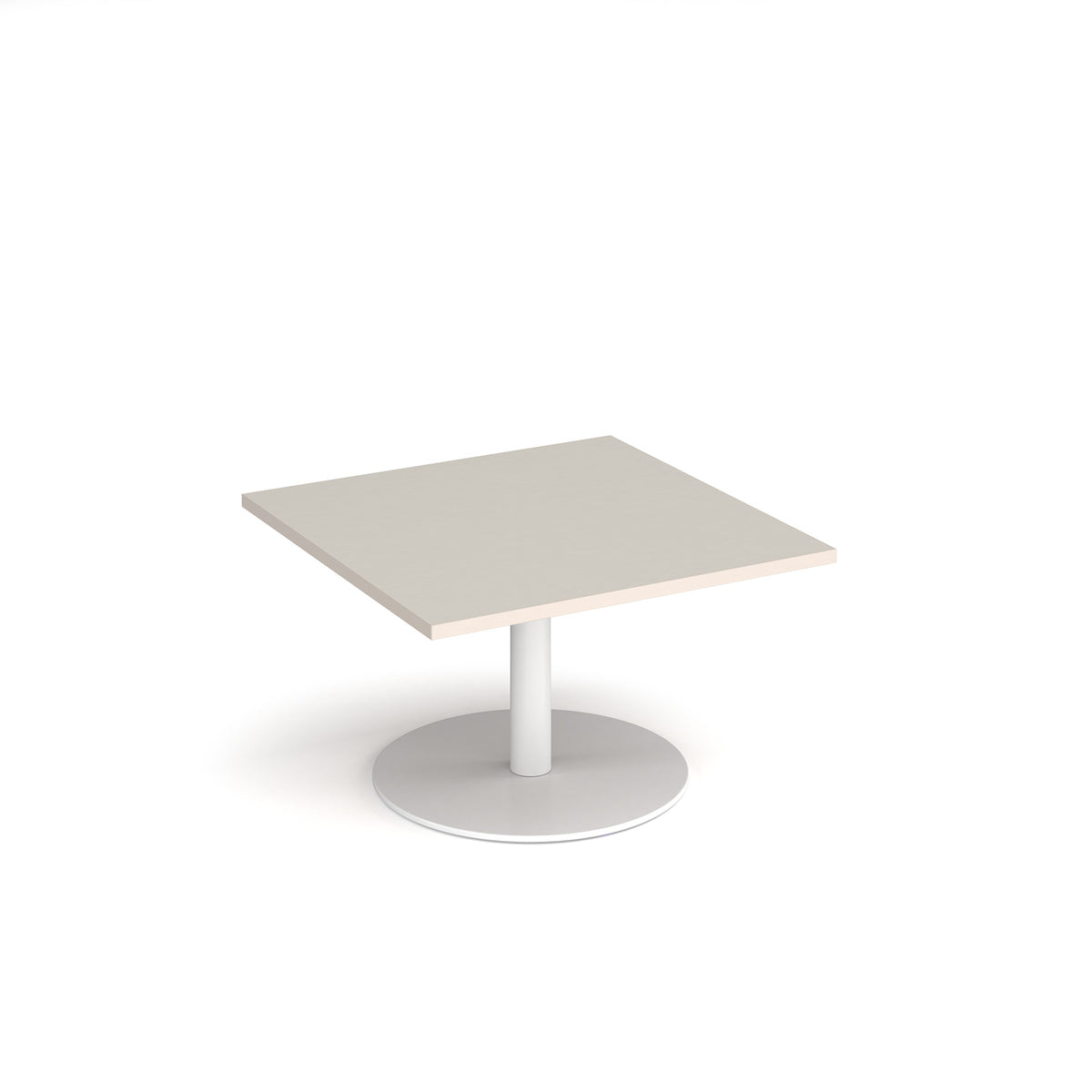 Monza square coffee table with flat round white base 800mm -  Light Grey - view 1