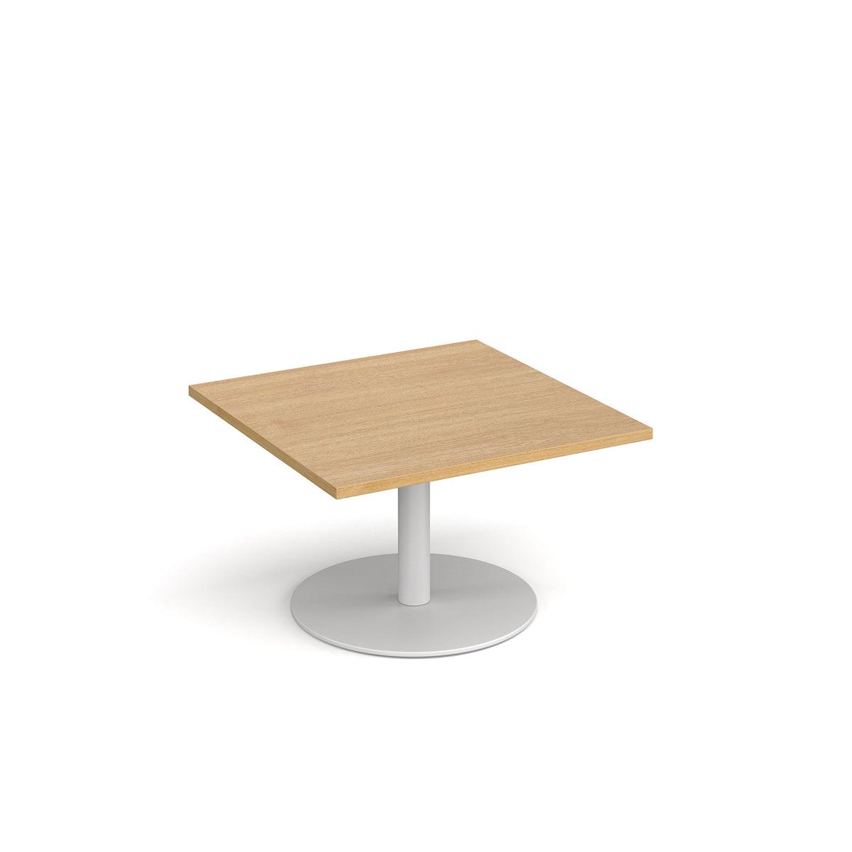 Monza square coffee table with flat round white base 800mm - oak - view 1