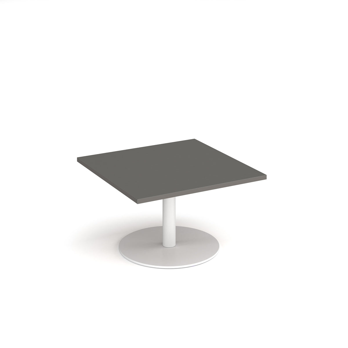 Monza square coffee table with flat round white base 800mm - Onyx Grey - view 1