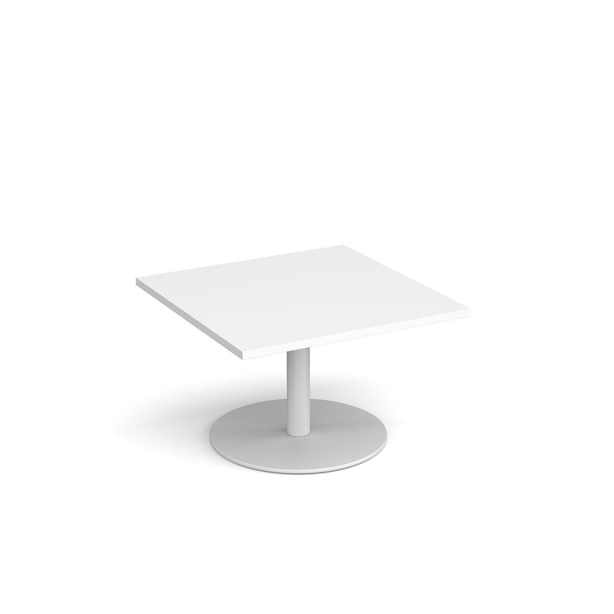 Monza square coffee table with flat round white base 800mm - white - view 1