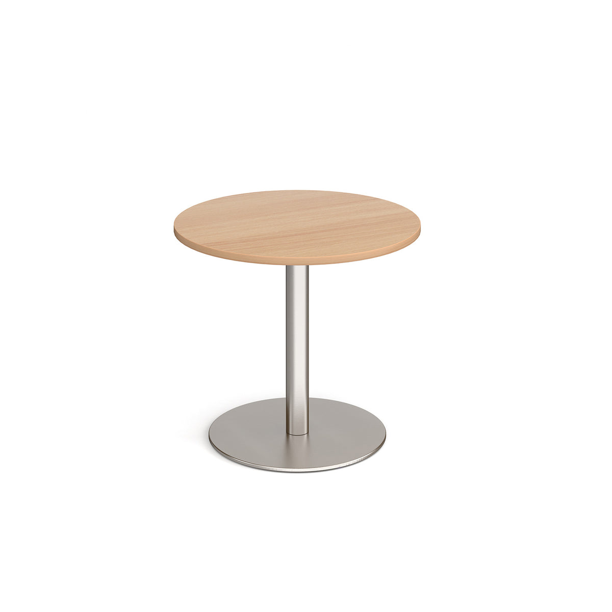 Monza circular dining table with flat round brushed steel base 800mm - Beech - view 1