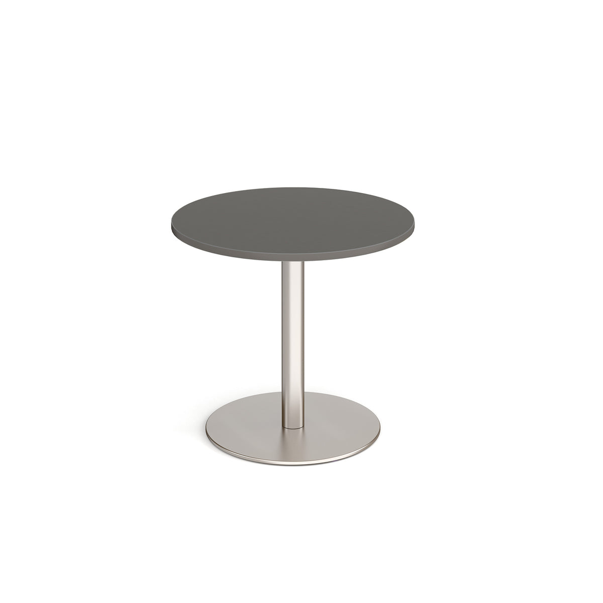 Monza circular dining table with flat round brushed steel base 800mm - Onyx Grey - view 1