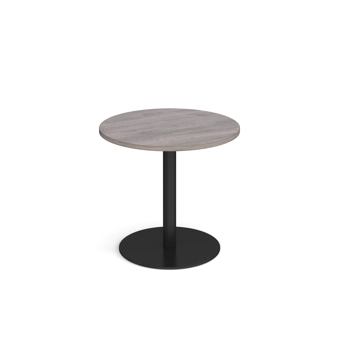 Monza circular dining table with flat round black base 800mm - Grey Oak - view 1