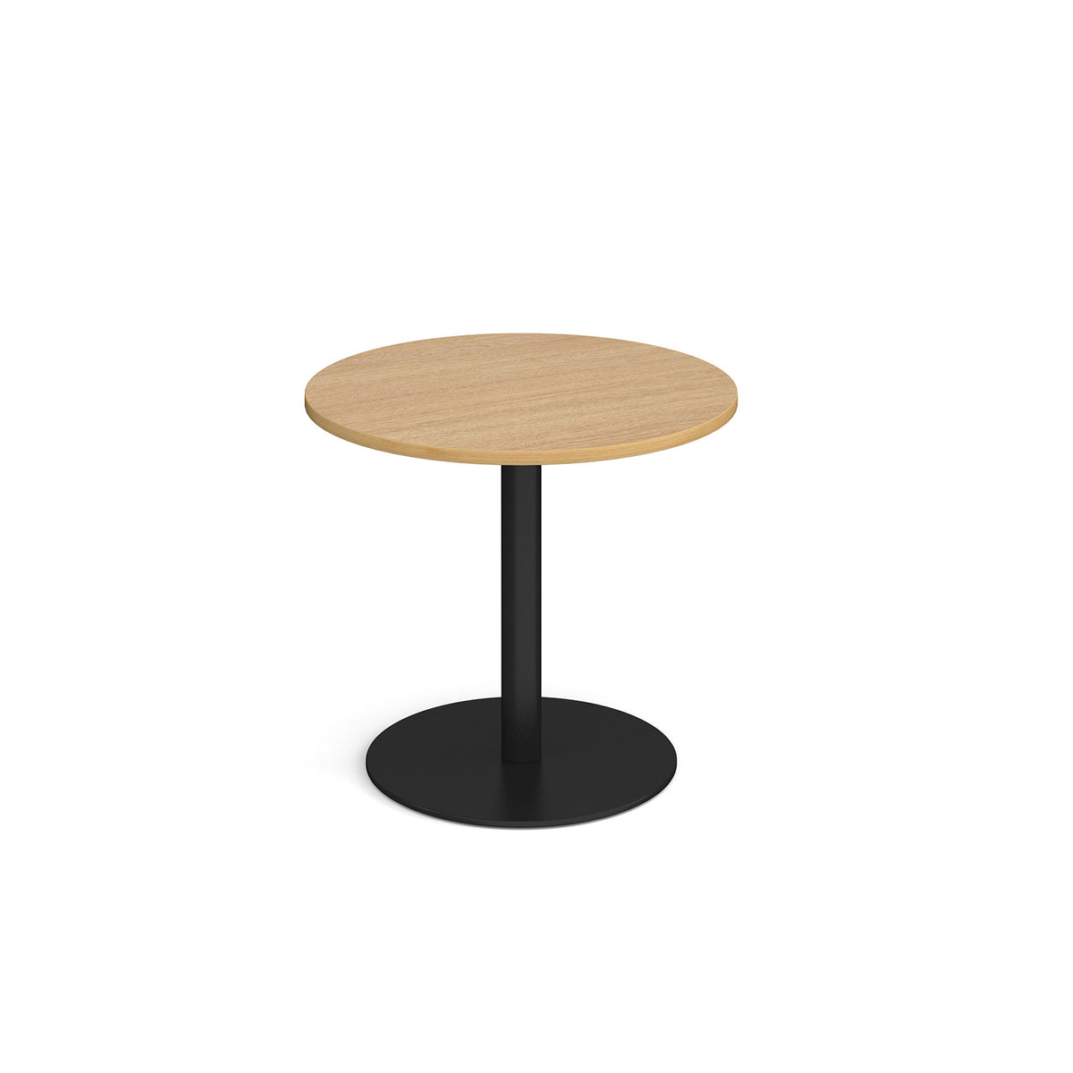 Monza circular dining table with flat round black base 800mm - oak - view 1
