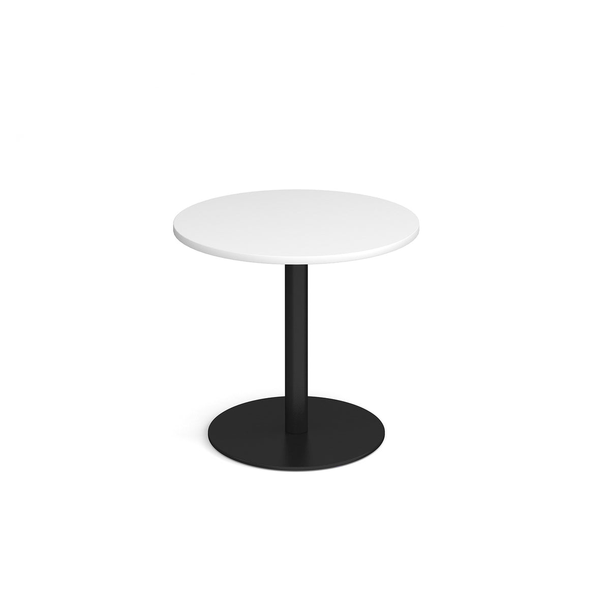 Monza circular dining table with flat round black base 800mm - white - view 1