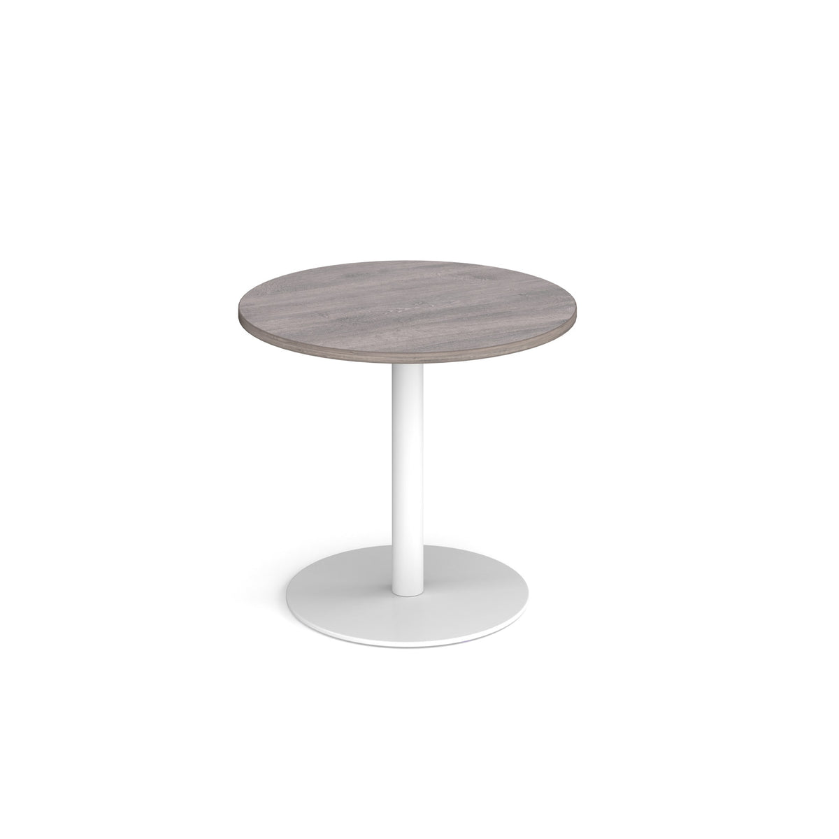 Monza circular dining table with flat round white base 800mm - Grey Oak - view 1