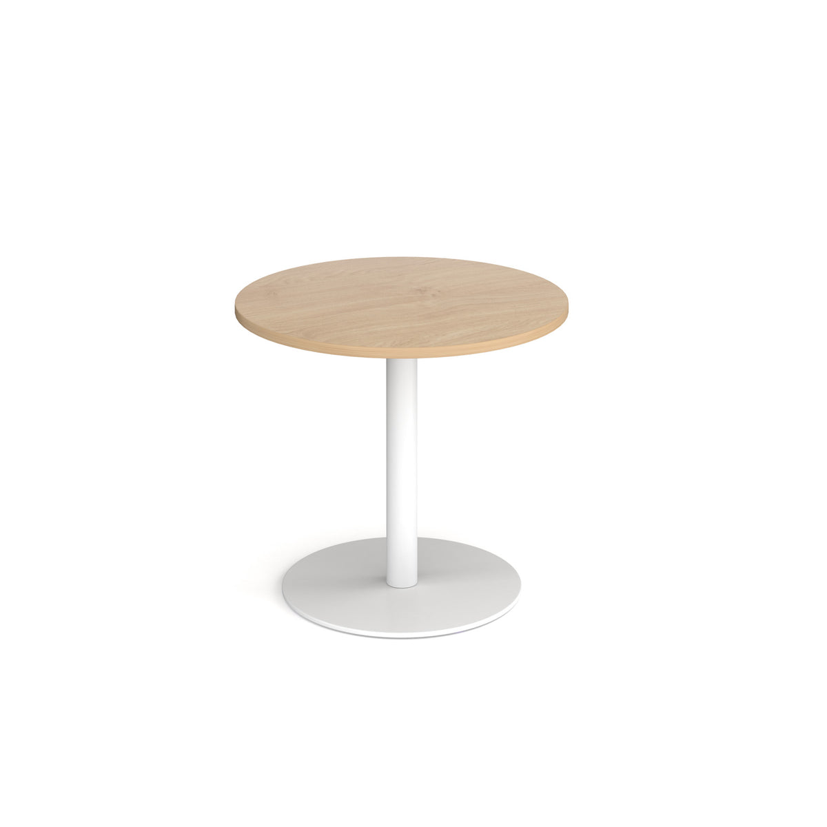 Monza circular dining table with flat round white base 800mm - Kendal oak - view 1