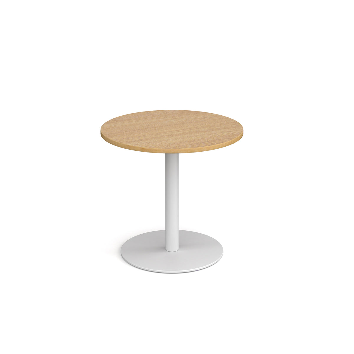 Monza circular dining table with flat round white base 800mm - oak - view 1