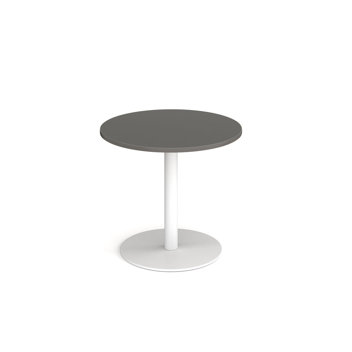 Monza circular dining table with flat round white base 800mm - Onyx Grey - view 1