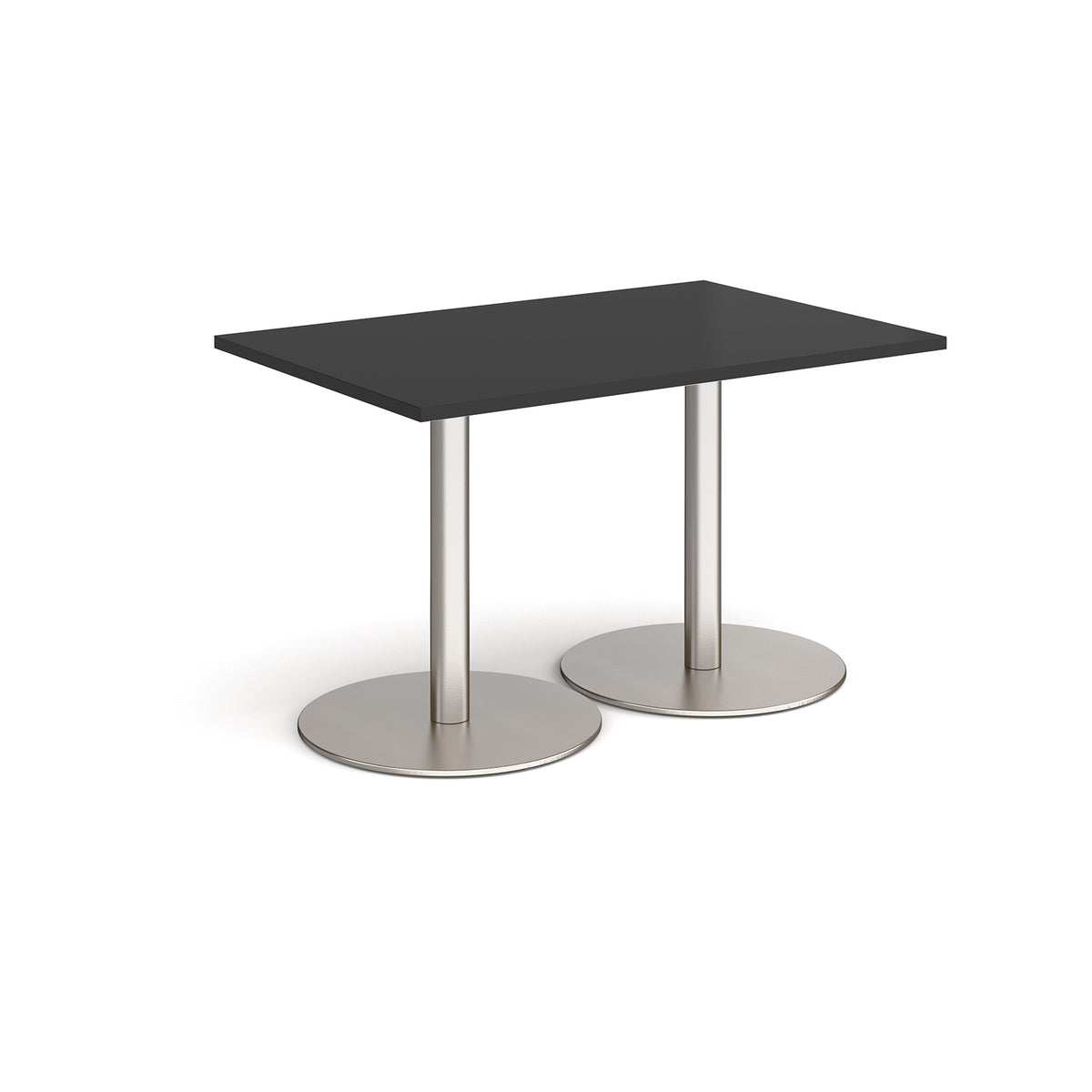 Monza rectangular dining table with flat round brushed steel bases 1200mm x 800mm - Black - view 1
