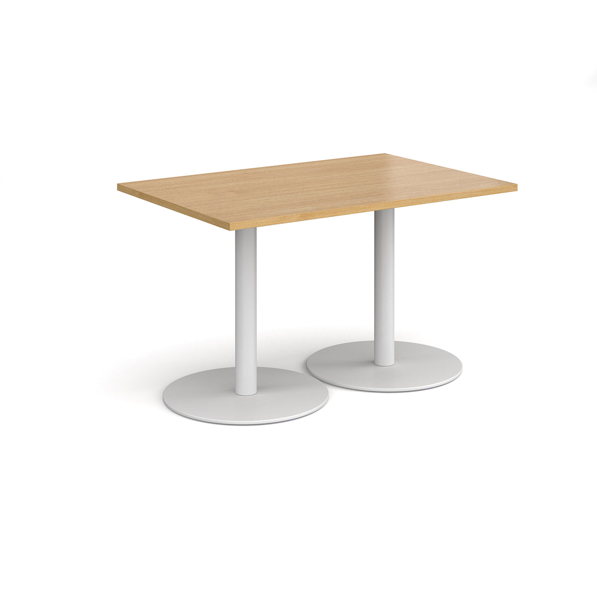 Monza rectangular dining table with flat round white bases 1200mm x 800mm - oak - view 1