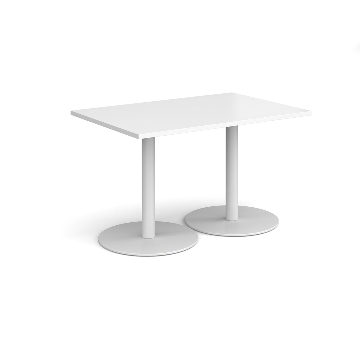 Monza rectangular dining table with flat round white bases 1200mm x 800mm - white - view 1