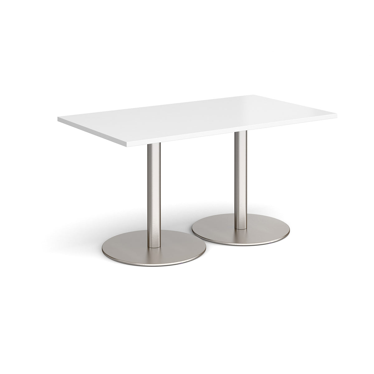 Monza rectangular dining table with flat round brushed steel bases 1400mm x 800mm - white - view 1