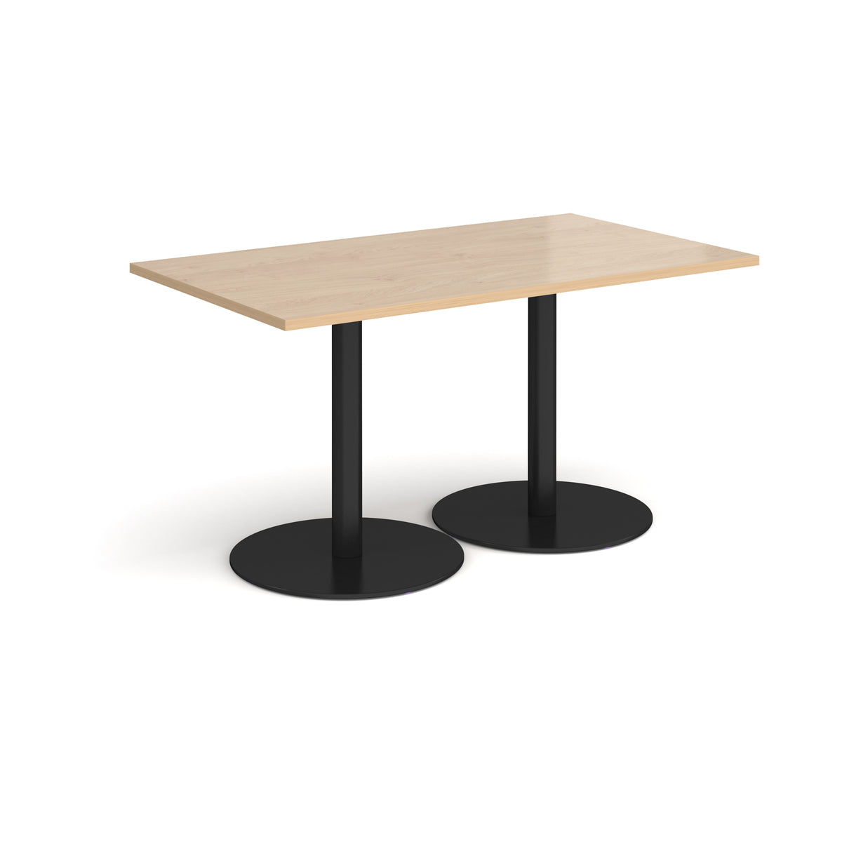 Monza rectangular dining table with flat round black bases 1400mm x 800mm - Kendal oak - view 1