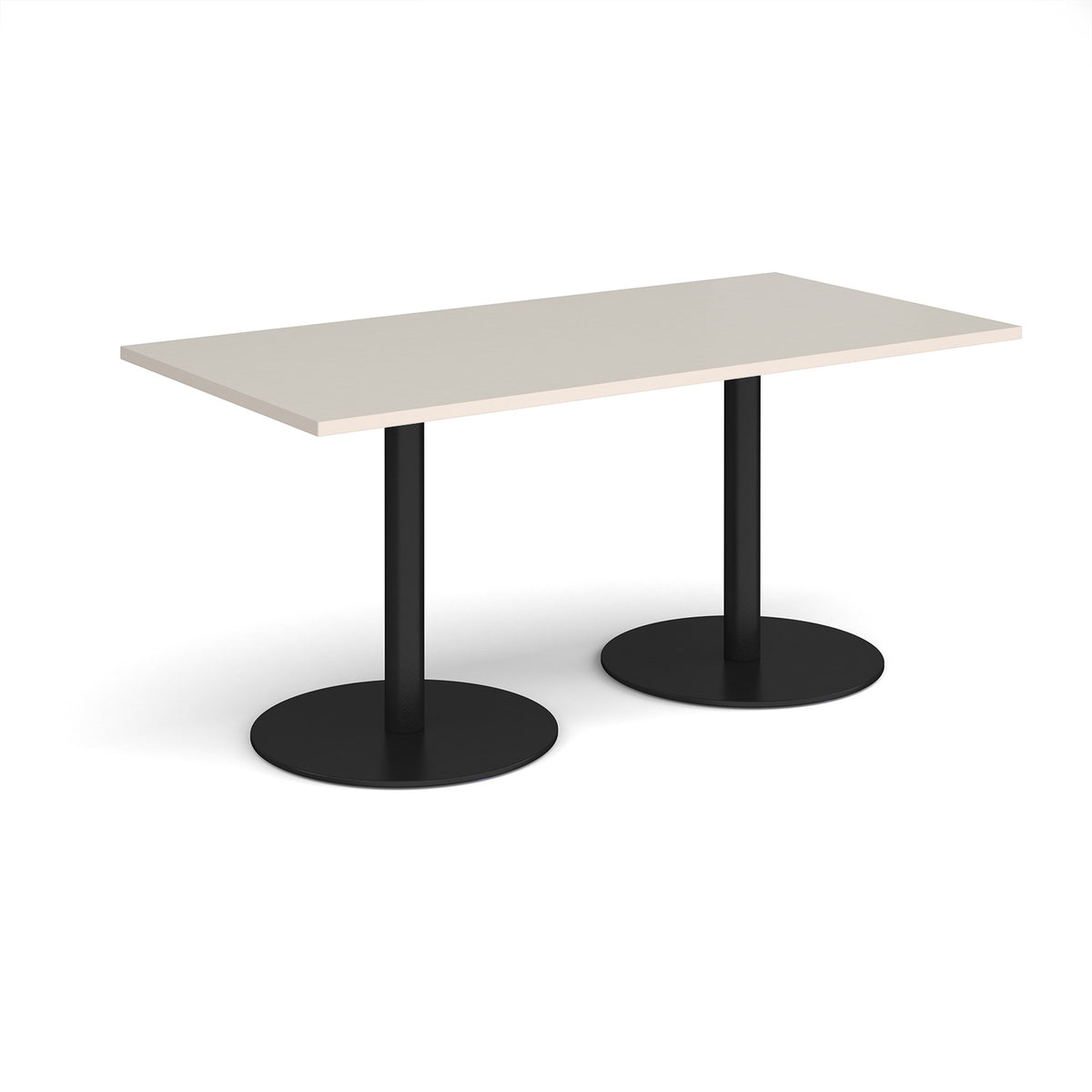 Monza rectangular dining table with flat round black bases 1600mm x 800mm -  Light Grey - view 1