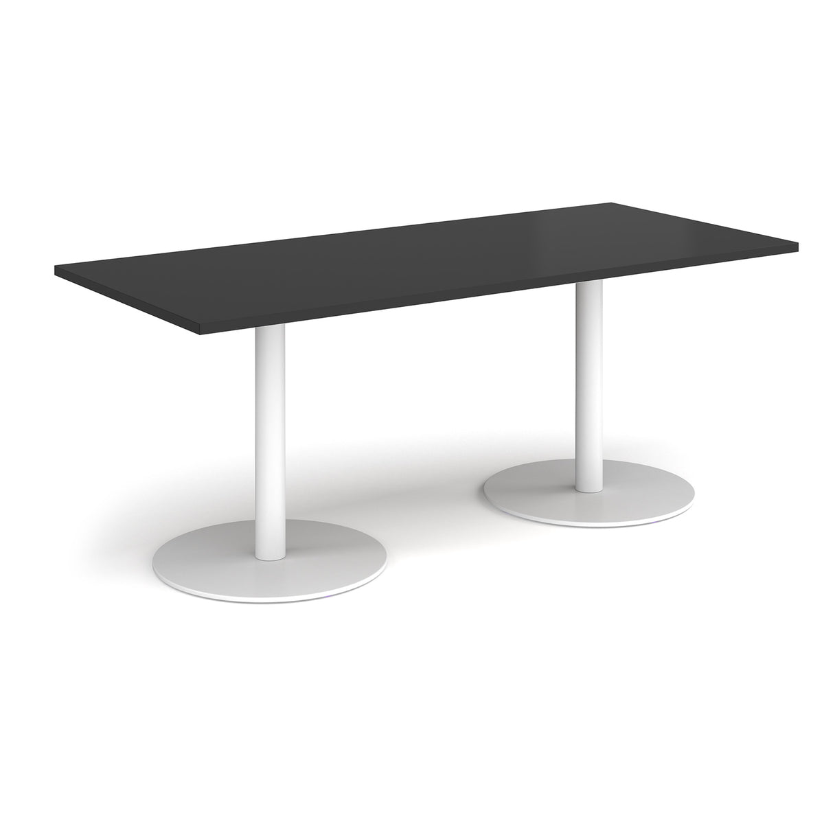Monza rectangular dining table with flat round white bases 1800mm x 800mm - Black - view 1