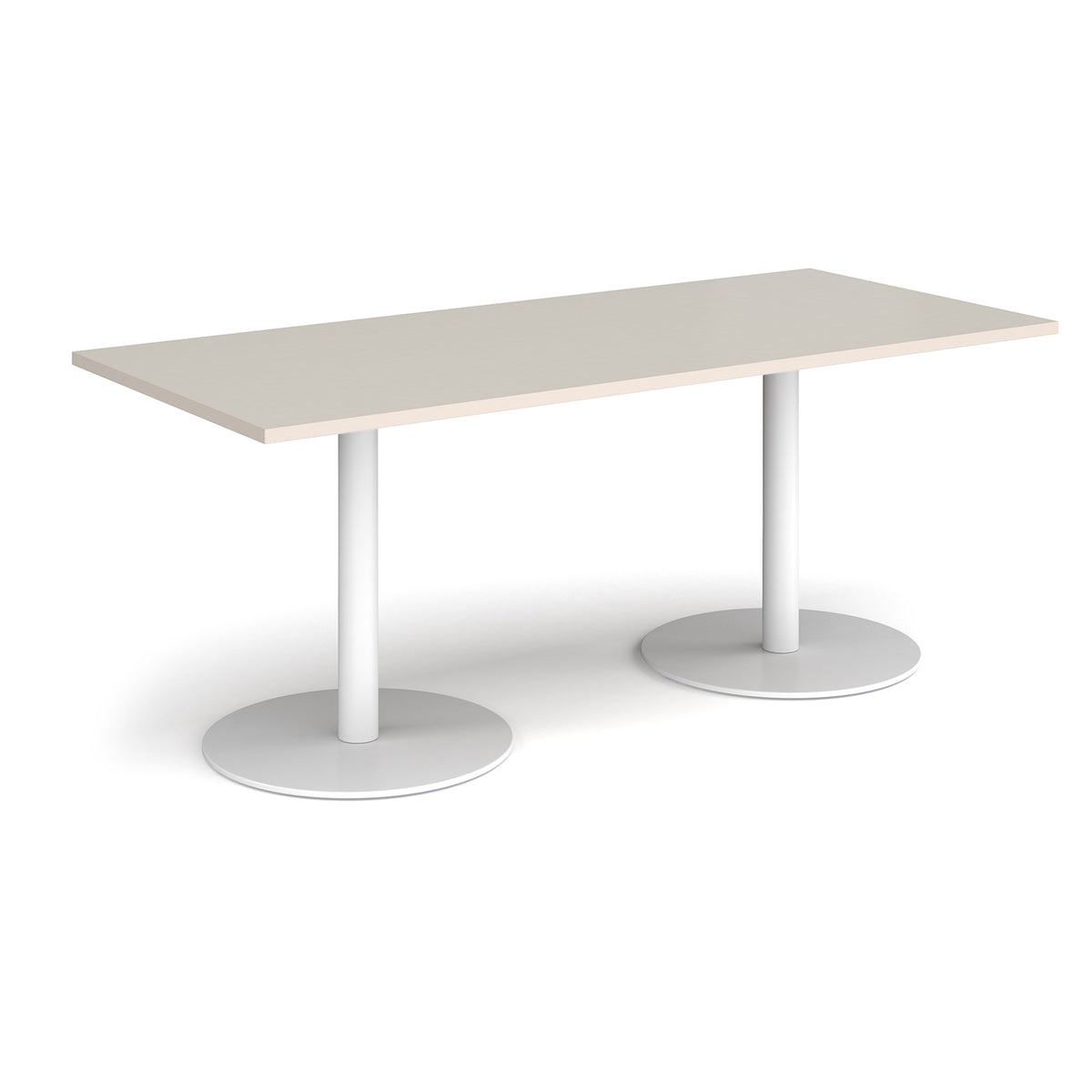 Monza rectangular dining table with flat round white bases 1800mm x 800mm -  Light Grey - view 1