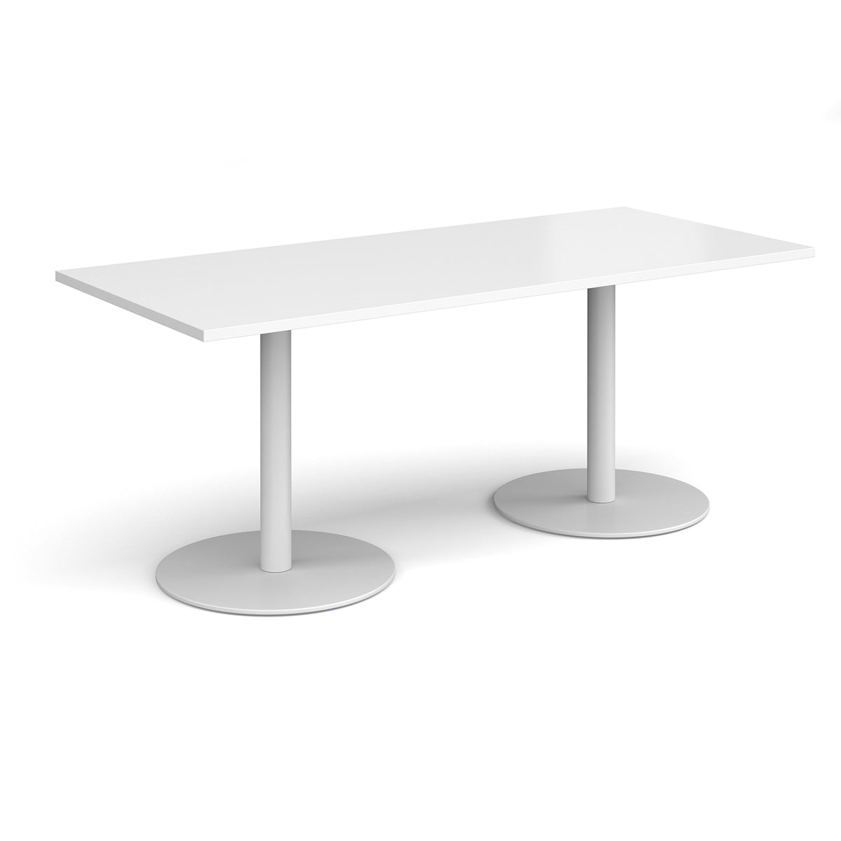 Monza rectangular dining table with flat round white bases 1800mm x 800mm - white - view 1