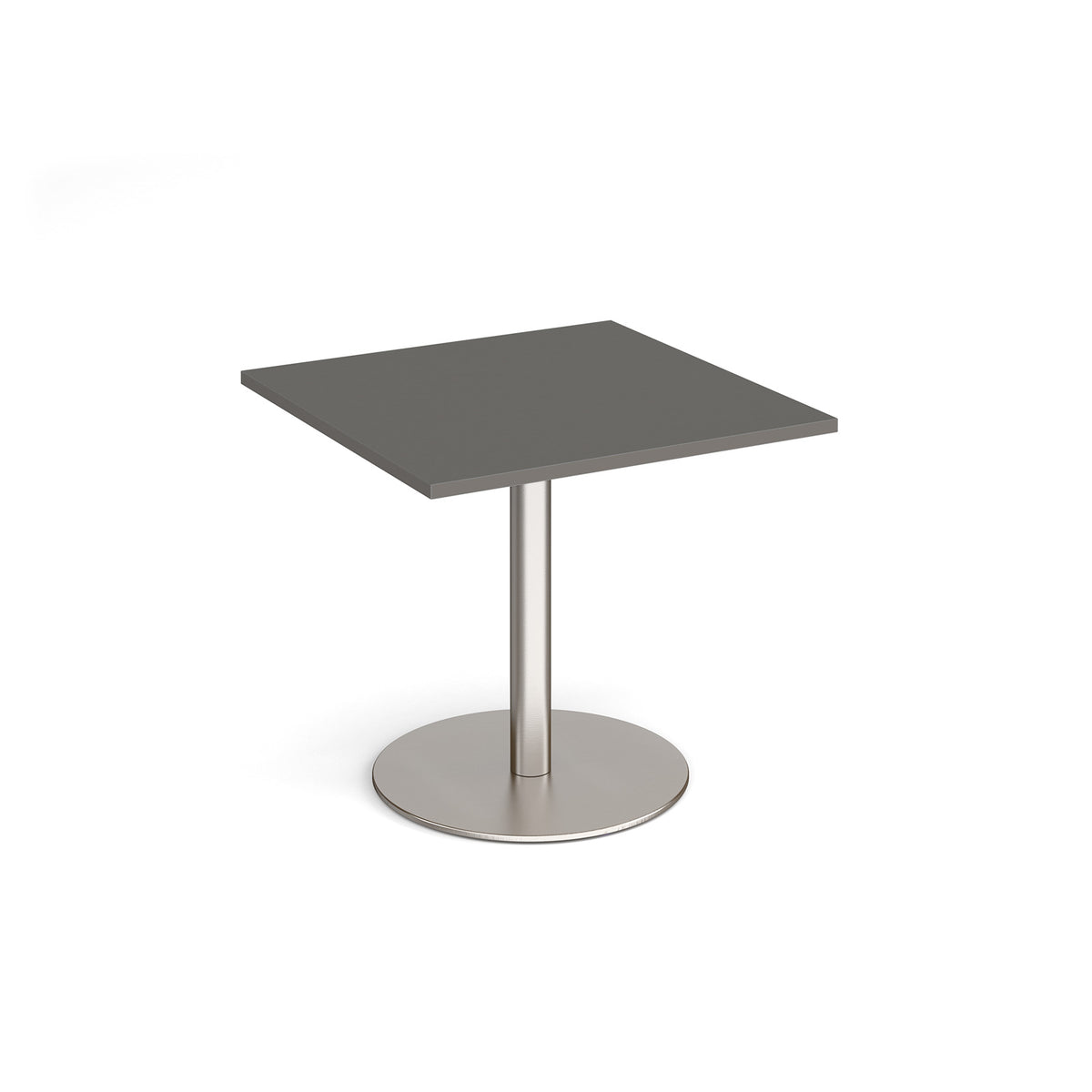 Monza square dining table with flat round brushed steel base 800mm - Onyx Grey - view 1