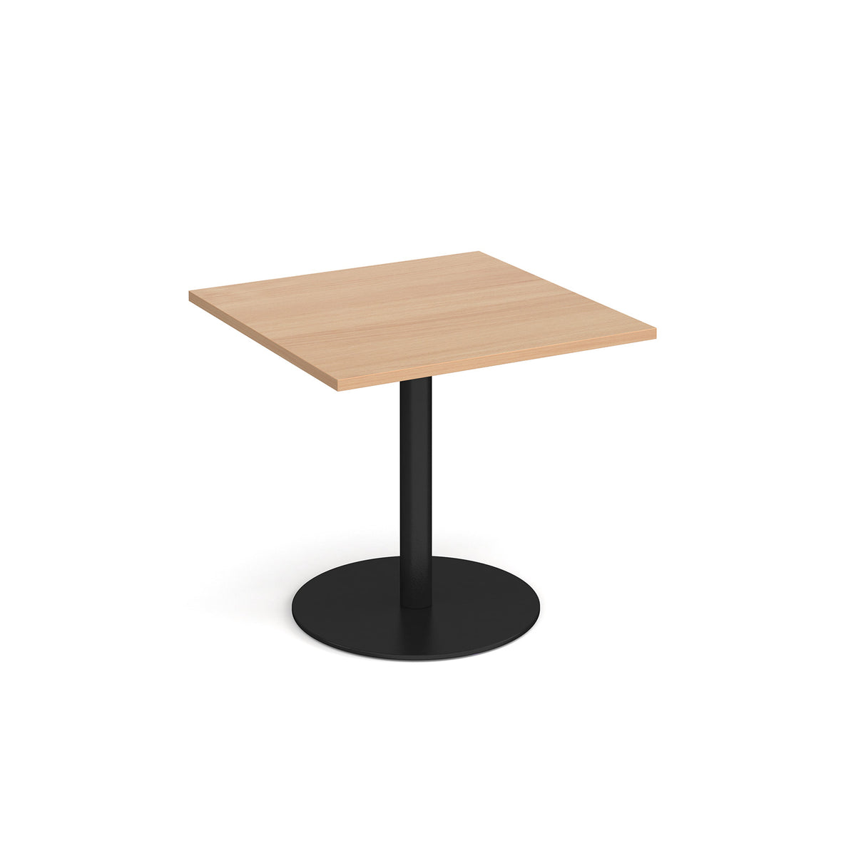 Monza square dining table with flat round black base 800mm - Beech - view 1