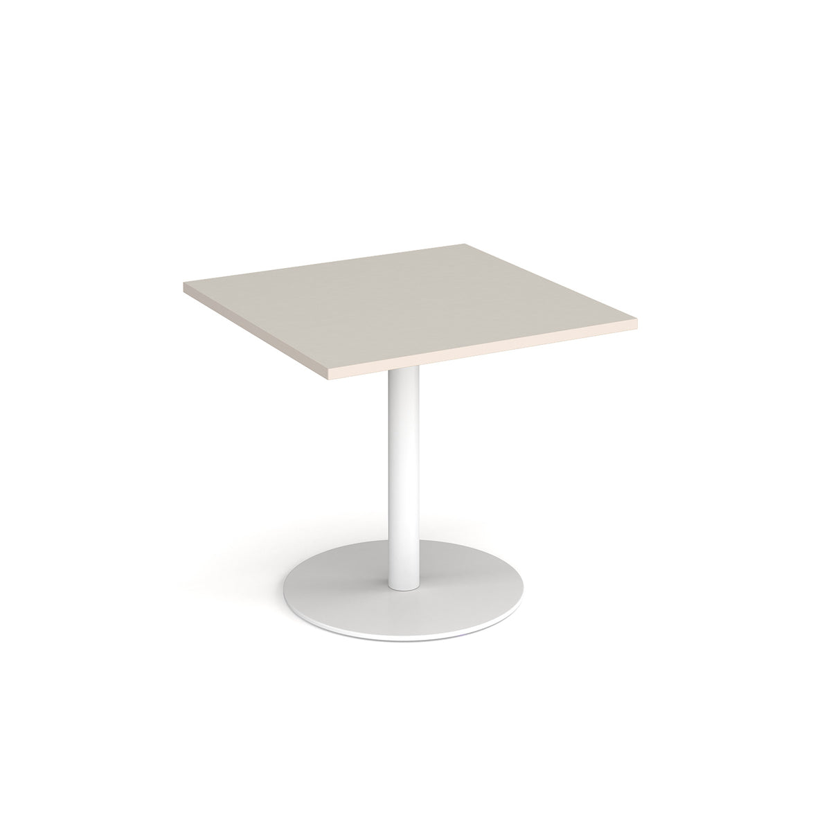 Monza square dining table with flat round white base 800mm -  Light Grey - view 1