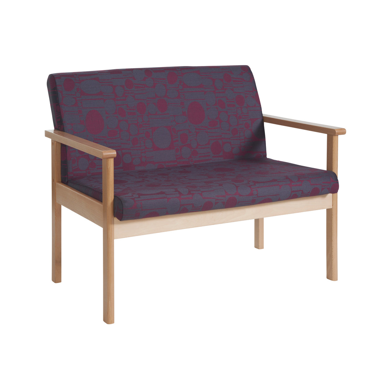 Meavy modular Beech wooden frame double chair with arms 1050mm wide - made to order - view 1