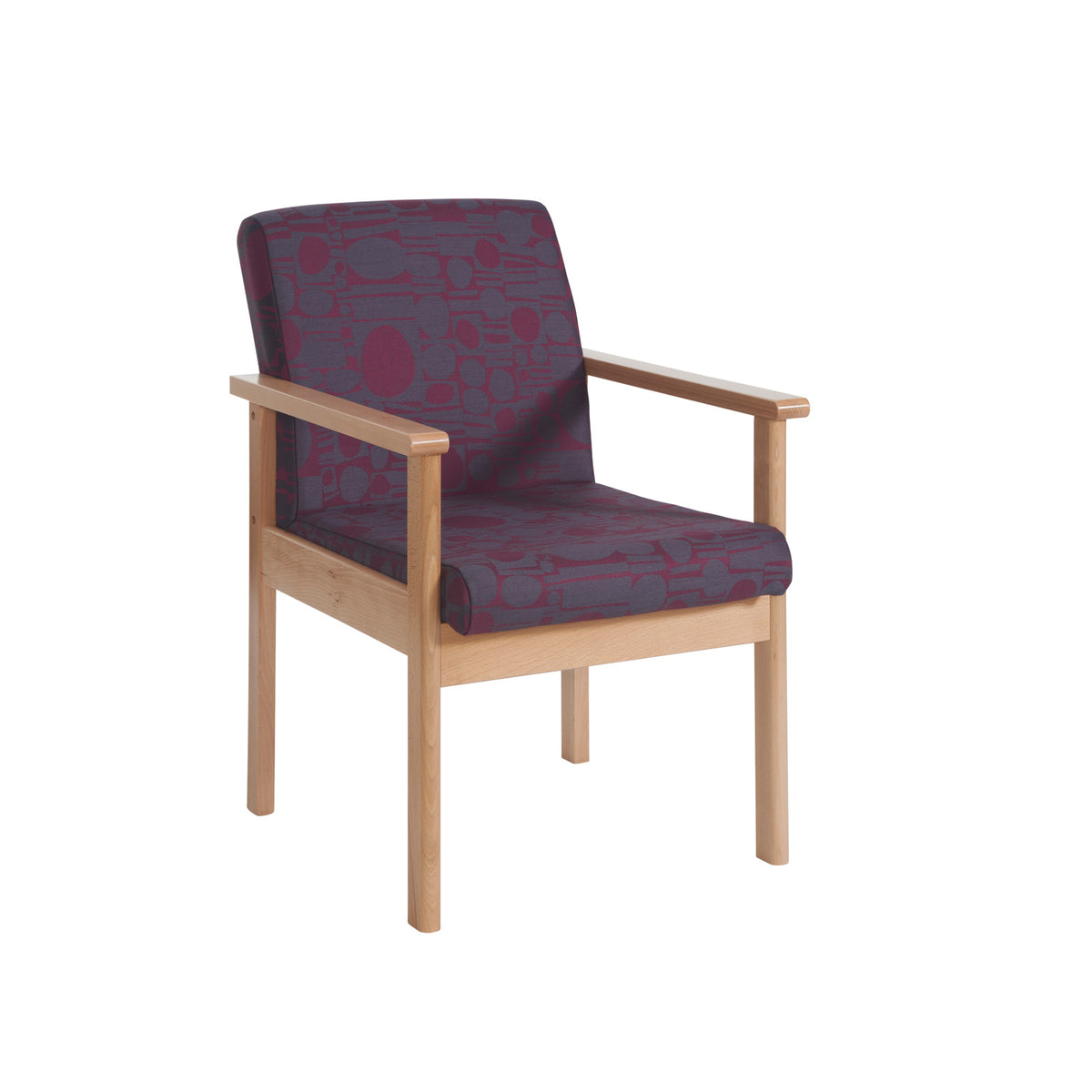 Meavy modular Beech wooden frame single chair with arms 570mm wide - made to order - view 1