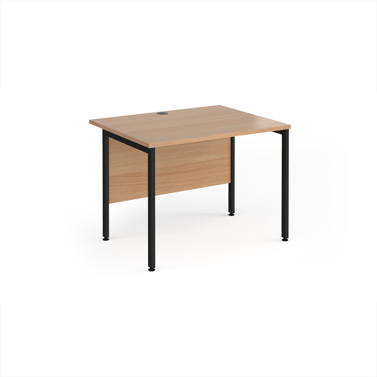 Maestro 25 straight desk 1000mm x 800mm - black H-frame leg, Beech top - view 1