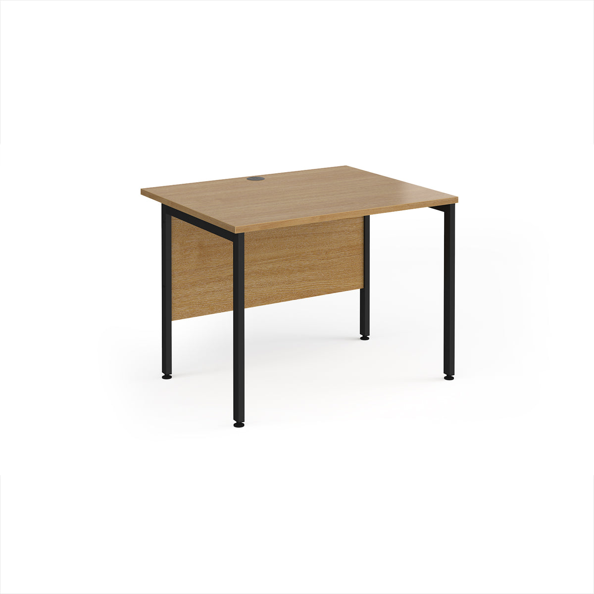 Maestro 25 straight desk 1000mm x 800mm - black H-frame leg, Oak Top - view 1