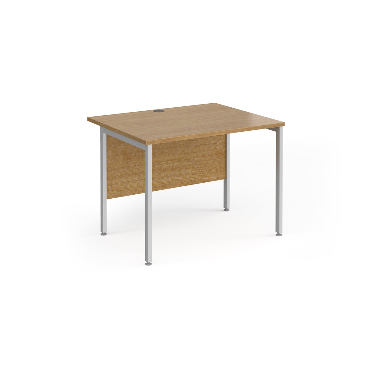 Maestro 25 straight desk 1000mm x 800mm - silver H-frame leg, Oak Top - view 1