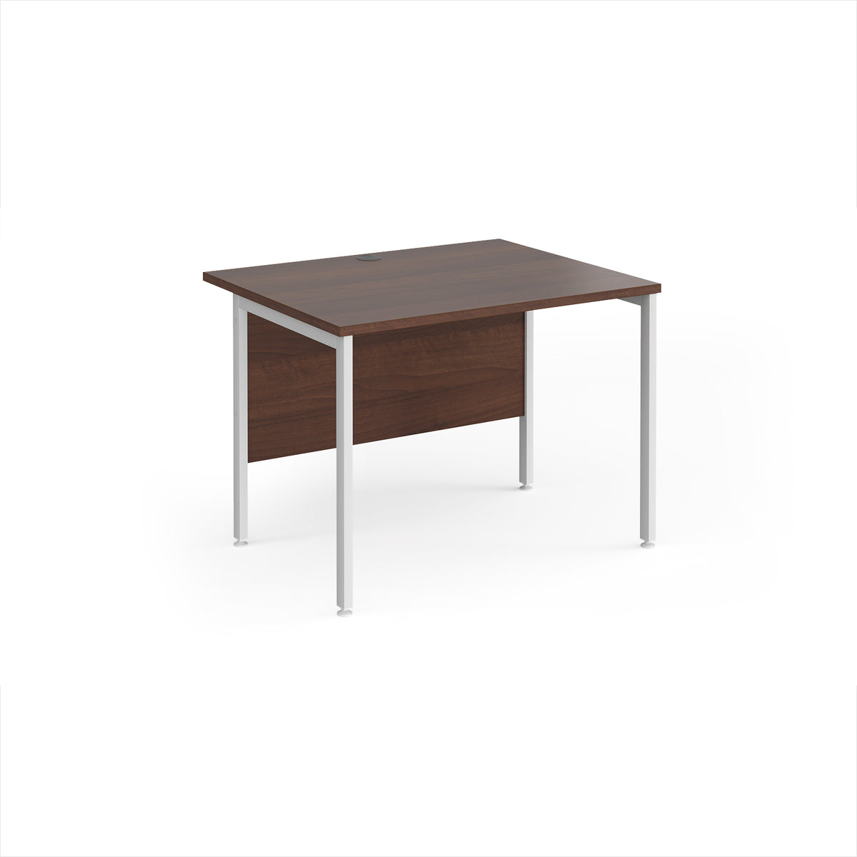 Maestro 25 straight desk 1000mm x 800mm - white H-frame leg, Walnut top - view 1