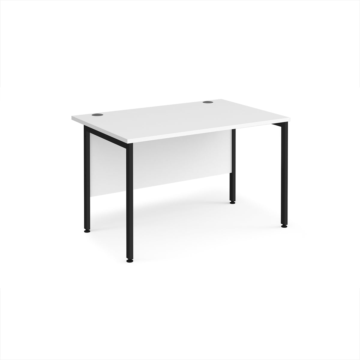 Maestro 25 straight desk 1200mm x 800mm - black H-frame leg, White Top - view 1