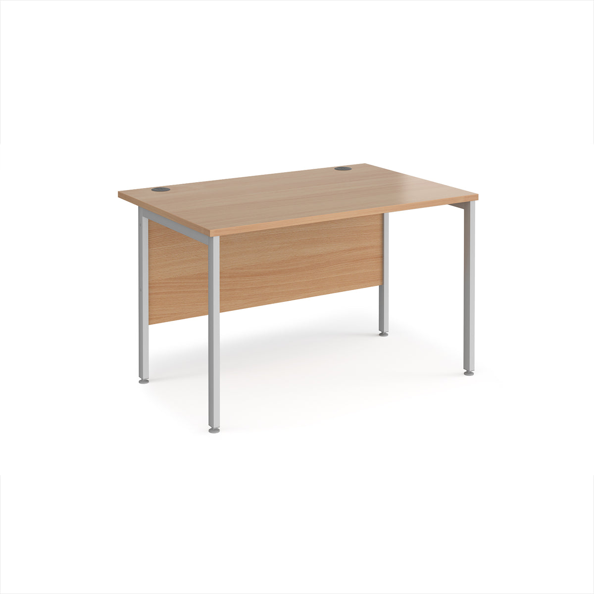Maestro 25 straight desk 1200mm x 800mm - silver H-frame leg, Beech top - view 1