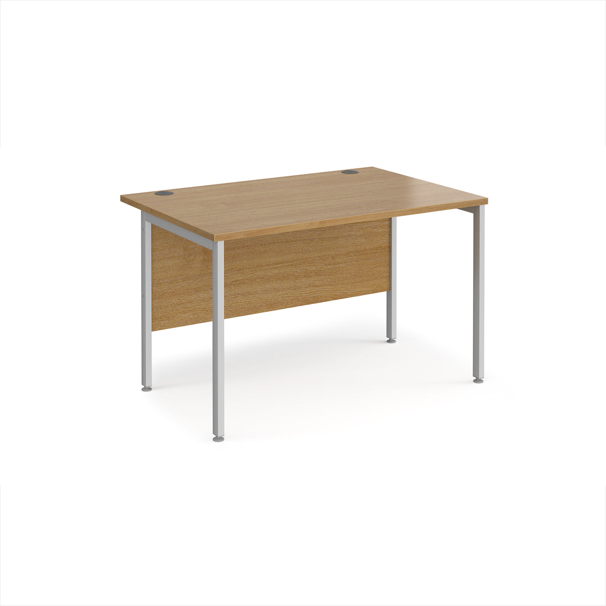 Maestro 25 straight desk 1200mm x 800mm - silver H-frame leg, Oak Top - view 1