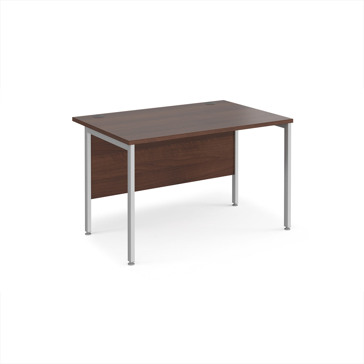 Maestro 25 straight desk 1200mm x 800mm - silver H-frame leg, Walnut top - view 1