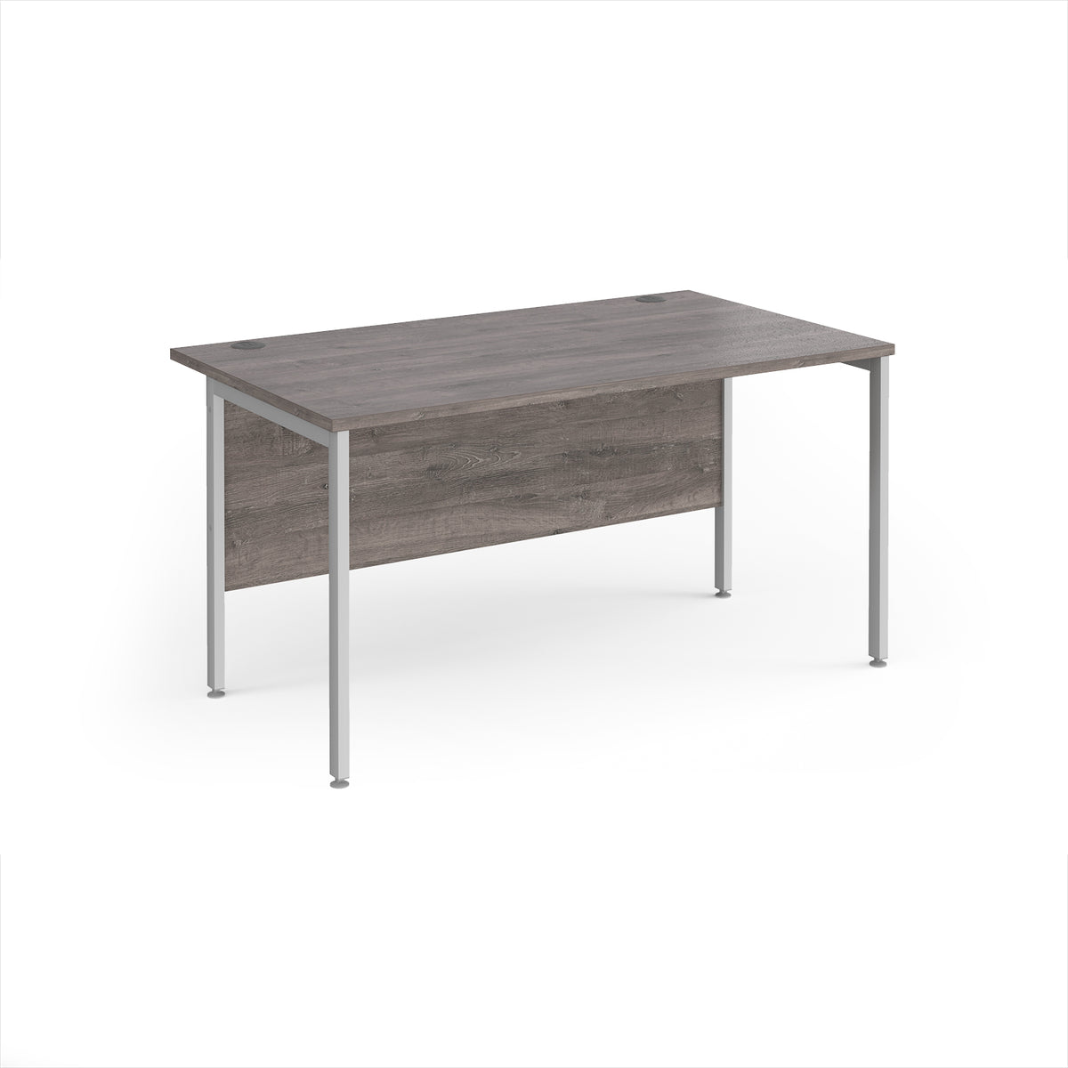 Maestro 25 straight desk 1400mm x 800mm - silver H-frame leg, Grey Oak Top - view 1
