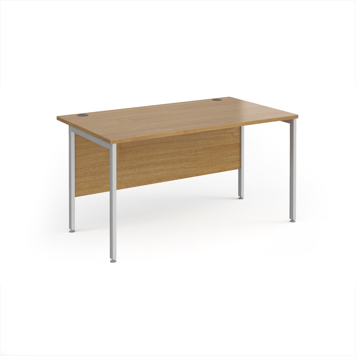 Maestro 25 straight desk 1400mm x 800mm - silver H-frame leg, Oak Top - view 1