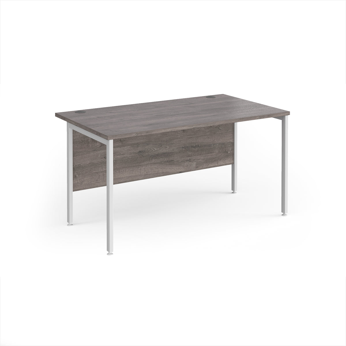 Maestro 25 straight desk 1400mm x 800mm - white H-frame leg, Grey Oak Top - view 1