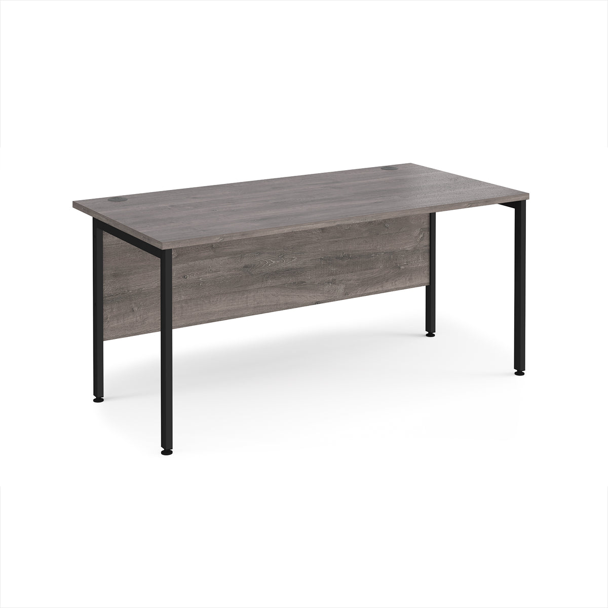 Maestro 25 straight desk 1600mm x 800mm - black H-frame leg, Grey Oak Top - view 1