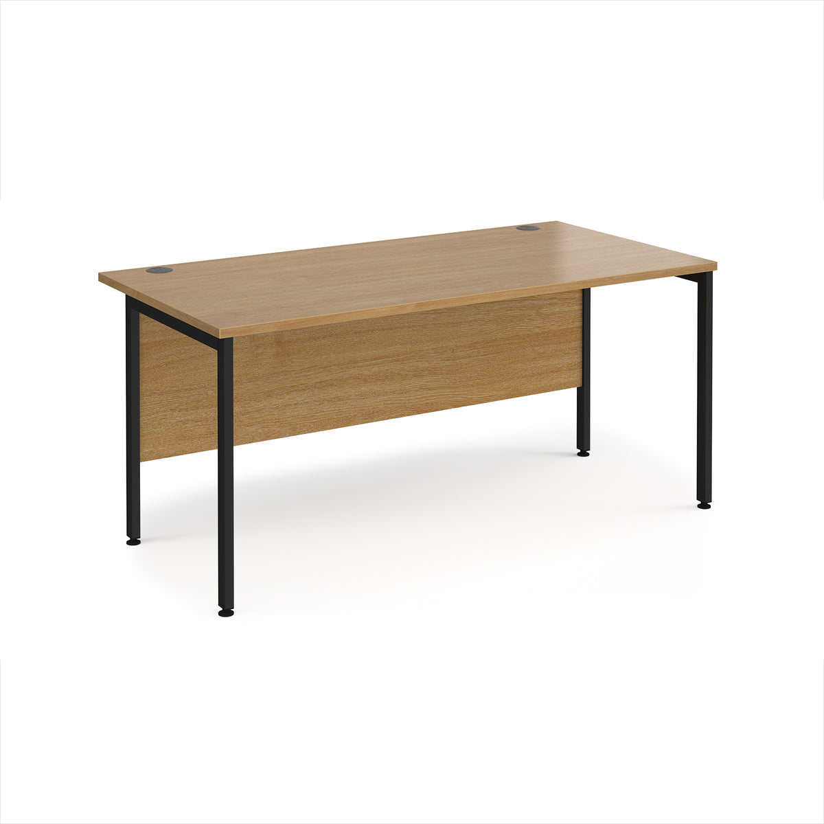 Maestro 25 straight desk 1600mm x 800mm - black H-frame leg, Oak Top - view 1