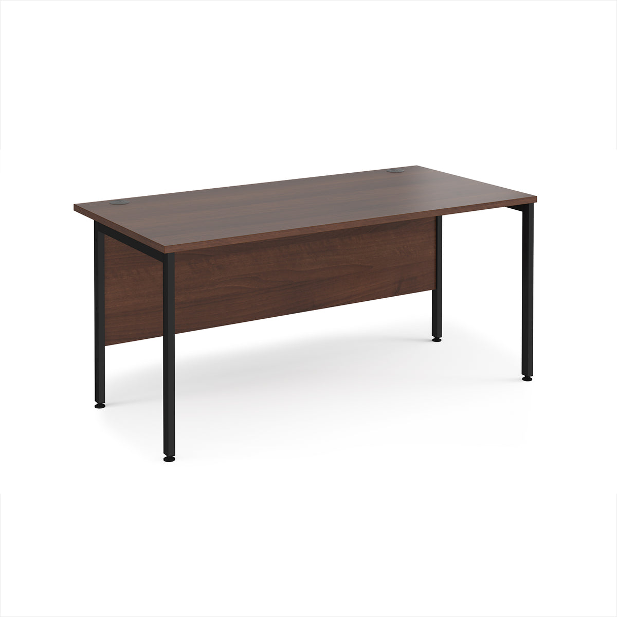 Maestro 25 straight desk 1600mm x 800mm - black H-frame leg, Walnut top - view 1